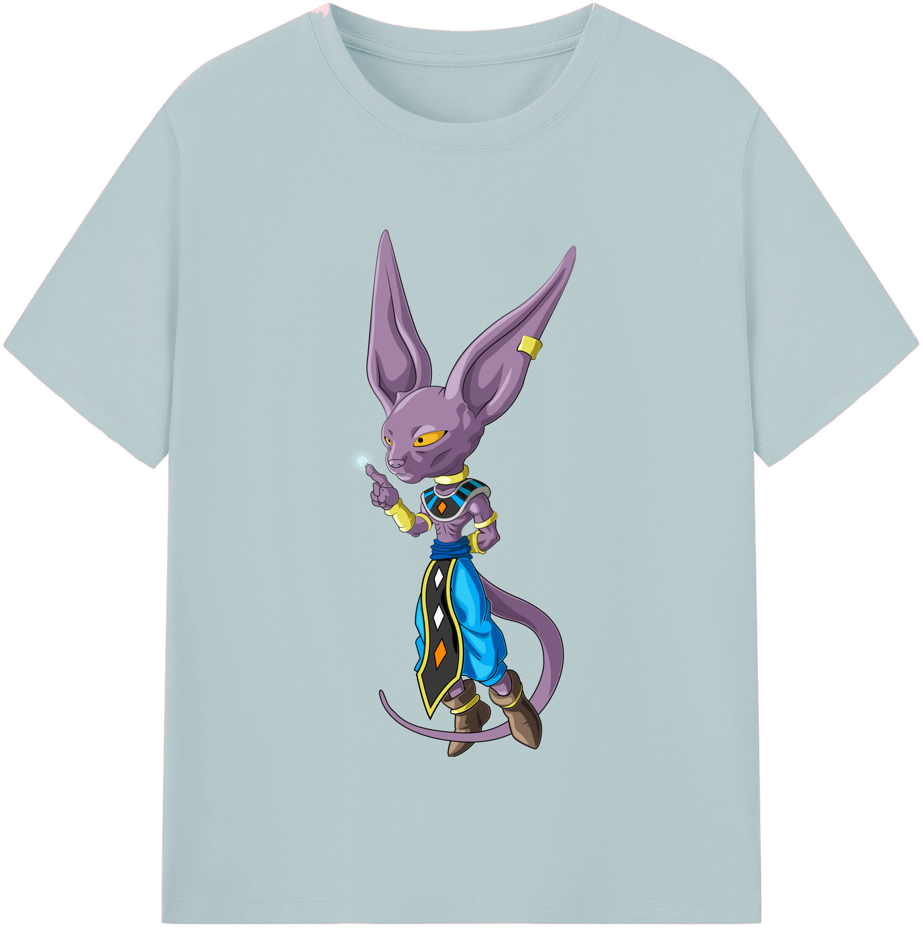 （画像用） ドラゴンボール ビルス 破壊神ビルス DRAGON BALL Beerus Birusu 綿100％半袖Tシャツ（フロントプリント）
